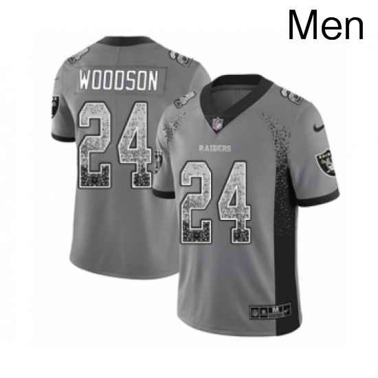 Mens Nike Oakland Raiders 24 Charles Woodson Limited Gray Rush Drift Fashion NFL Jersey